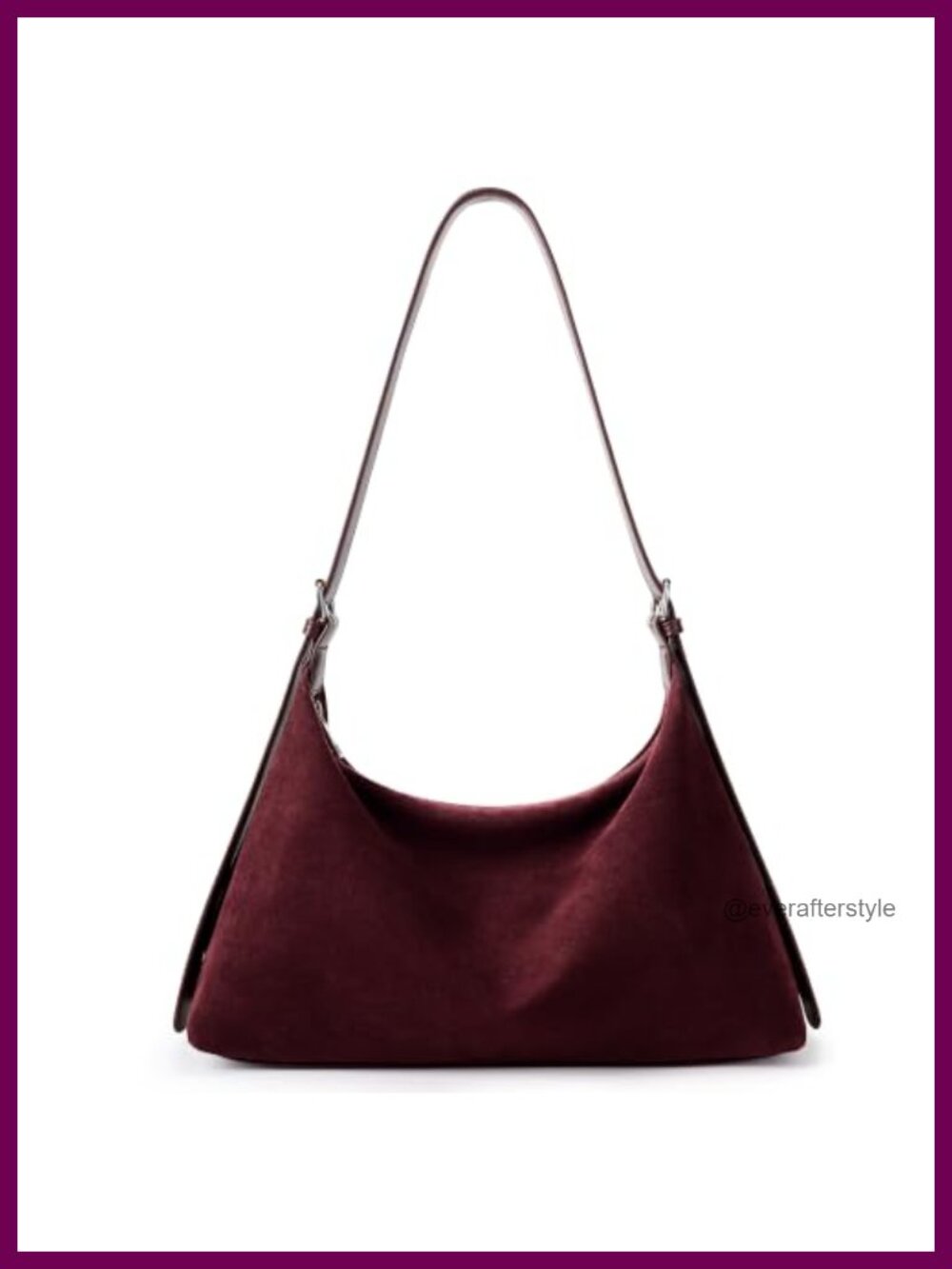 Faux Suede Crescent Hobo Shoulder Bag Adjustable Strap Crossbody Tote